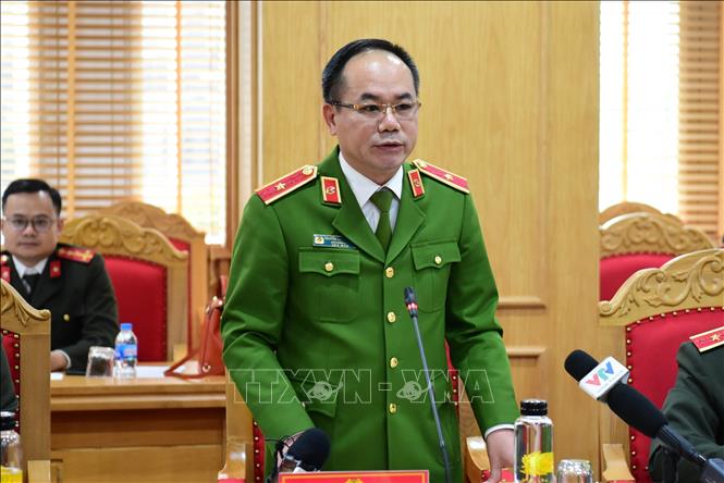 Thiếu tướng Phạm Thanh Tùng, Phó Giám đốc Công an thành phố Hà Nội phát biểu. Ảnh: TTXVN phát
