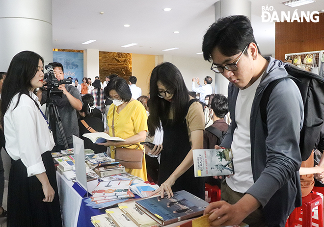 Many French books and stories are on display at the Francophone corner