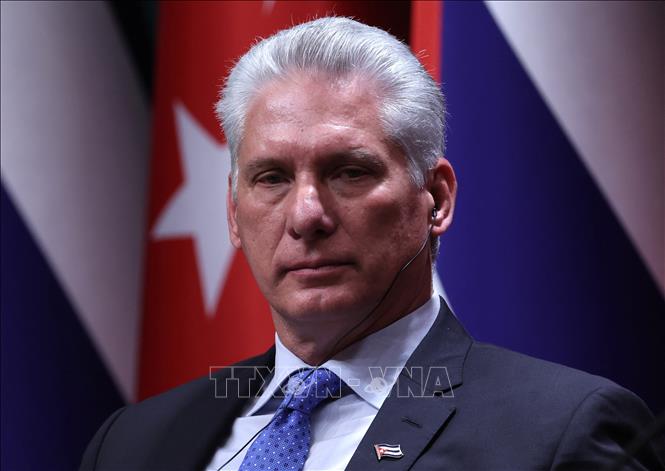 Chủ tịch Cuba Miguel Diaz-Canel trong cuộc họp báo chung với Tổng thống Thổ Nhĩ Kỳ Recep Tayyip Erdoğan nhân chuyến thăm Ankara, ngày 23-11-2022. Ảnh (tư liệu): AFP/TTXVN