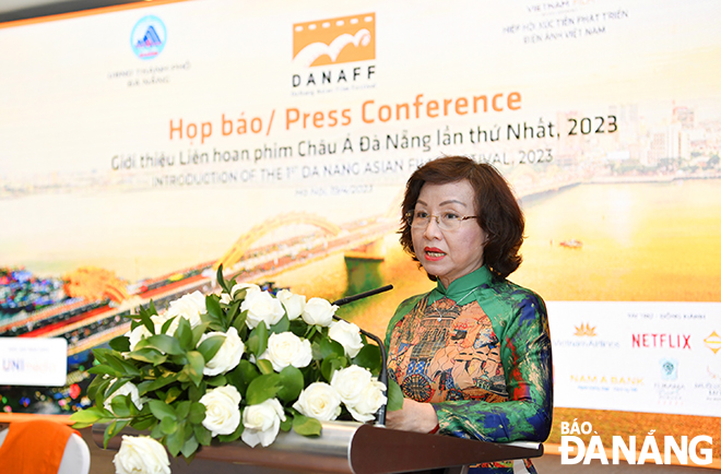 Vice Chairwoman of the Da Nang People's Committee Ngo Thi Kim Yen speaking at the press conference on Wednesday