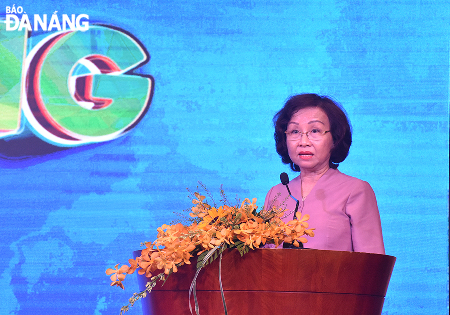 Vice Chairwoman of the Da Nang People's Committee Ngo Thi Kim Yen speaking at the press conference