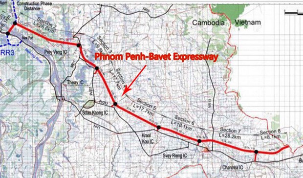 Cambodia is to start construction of the Phnom Penh-Bavet Expressway close to Viet Nam’s Moc Bai international border gate in June 2023. (Photo: https:khmertimeskh.com)