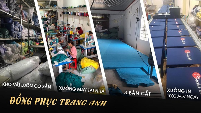 Ngoài sản xuất đồng phục theo yêu cầu, thì xưởng may Trang Anh có sẵn kho hơn 100.000 áo cho đại lý nhập phôi về in.