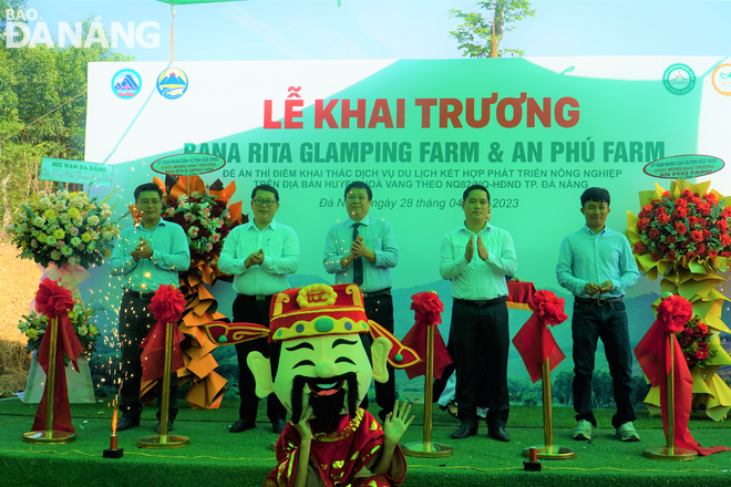 A ribbon cutting ceremony for the Bana Rita Glamping Farm and An Phu Farm