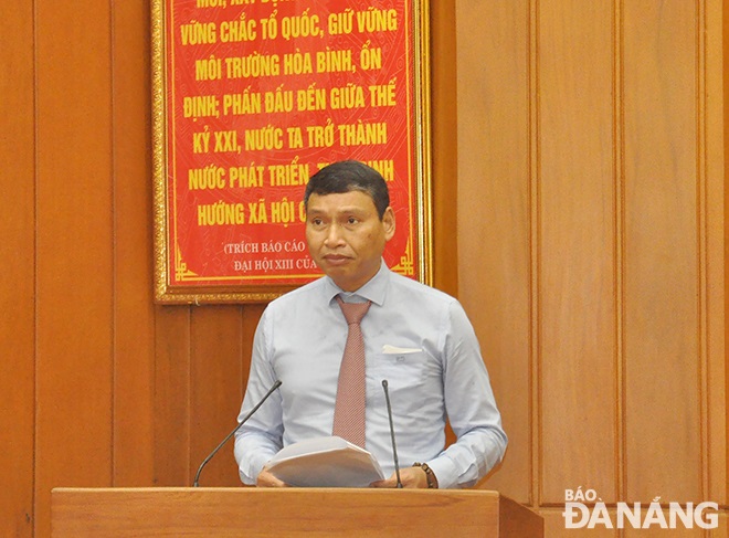 Da Nang People’s Committee Vice Chairman Ho Ky Minh delivering his speech at the event