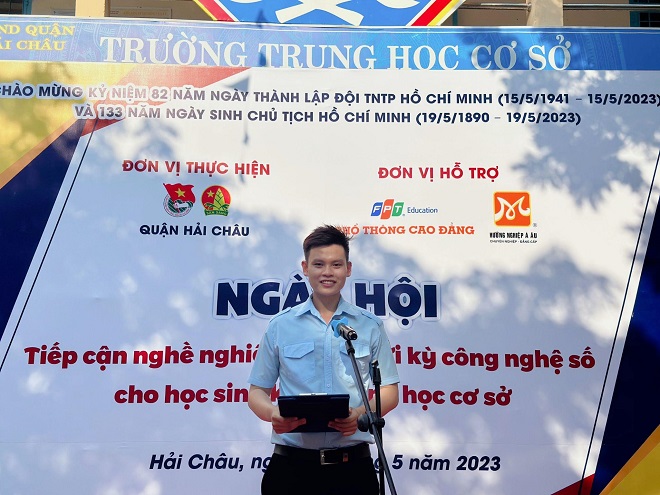 Đồng chí Lê Viên Thành - Ủy viên Ban Thường vụ Quận Đoàn, Phó Chủ tịch Hội đồng Đội quận.