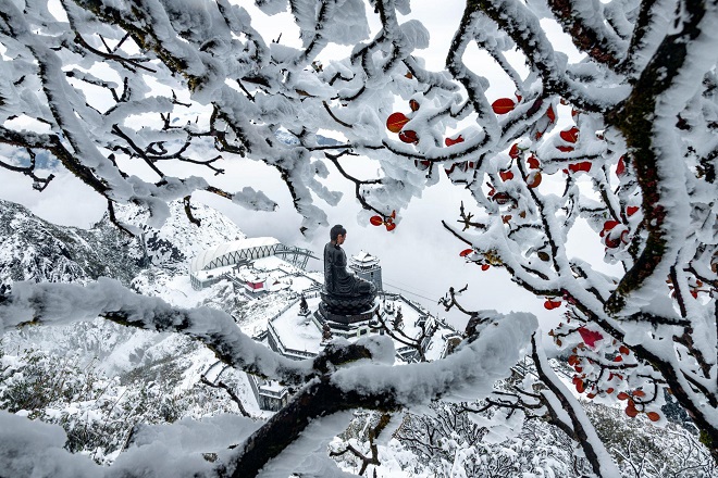 A snow blanket on the summit of Fansipan. Credit: Le Viet Khanh.