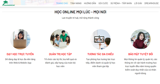 Trang web cho phép học sinh và sinh viên học tập mọi lúc mọi nơi.