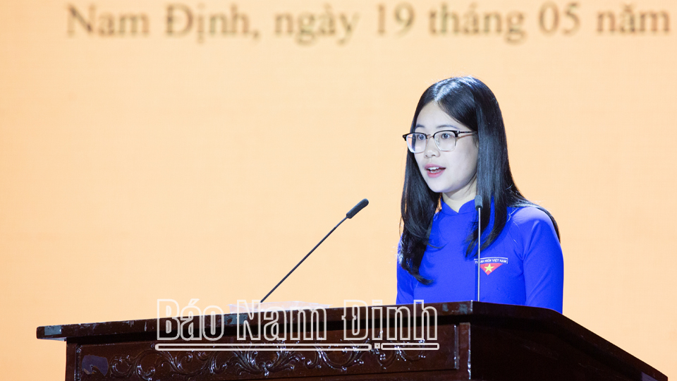 Đại diện cho thế hệ trẻ của tỉnh Nam Định phát biểu tại Lễ kỷ niệm. 