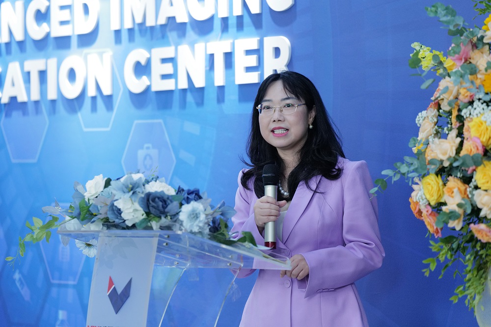 Tiến sĩ Lê Mai Lan – Chủ tịch Hội đồng trường Đại học VinUni phát biểu tại Lễ khai trương Trung tâm.