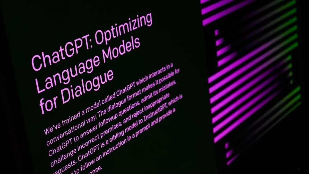 Giao diện trang chủ của ứng dụng ChatGPT do Công ty OpenAI phát triển trên laptop của người dùng. Ảnh: Getty Images	
