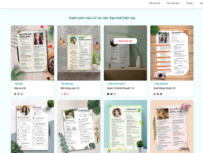 Chọn một mẫu CV online bạn ưng ý nhất.