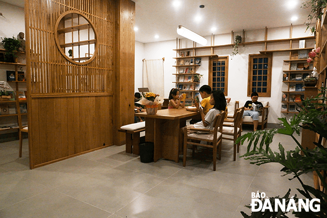 Cool and clean reading space at the An Binh community reading house.