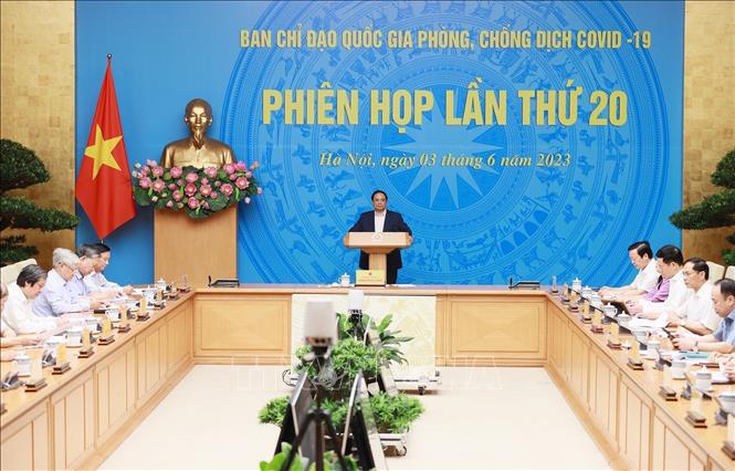 Thủ tướng Phạm Minh Chính chủ trì Phiên họp lần thứ 20 Ban Chỉ đạo quốc gia phòng, chống dịch COVID-19. Ảnh: Dương Giang/TTXVN. 