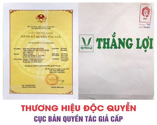 Nệm Thắng Lợi là thương hiệu độc quyền do cục sở hữu trí tuệ cấp.