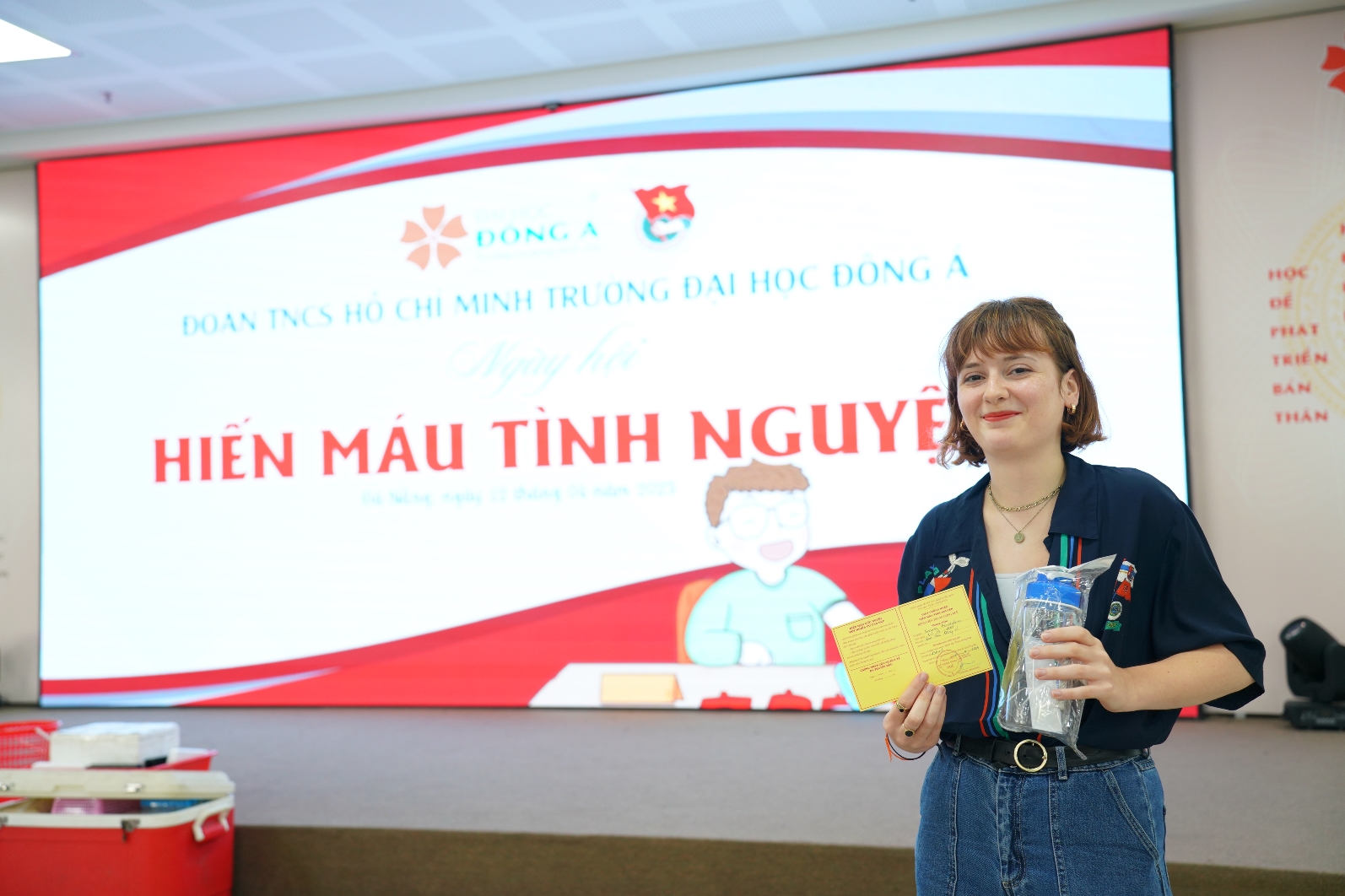 Pendolino Emma Chiara donates blood for the first time. Photo: H.L