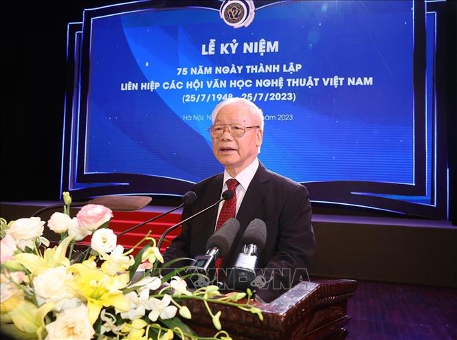 Tổng Bí thư dự Lễ kỷ niệm 75 năm Ngày thành lập Liên hiệp các Hội Văn học nghệ thuật Việt Nam