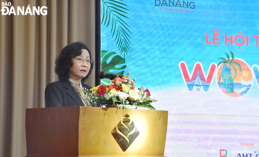 Vice Chairwoman of the Da Nang People's Committee Ngo Thi Kim Yen pledged that the city will create all conditions for tourism events in the city to take place safely, helping visitors enjoy the best services. Photo: THU HA