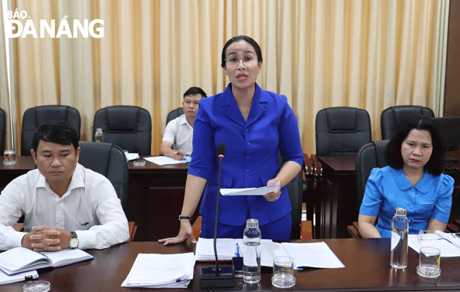 Phó Chủ tịch HĐND thành phố Nguyễn Thị Anh Thi phát biểu tại buổi làm việc. Ảnh: NGỌC HÀ