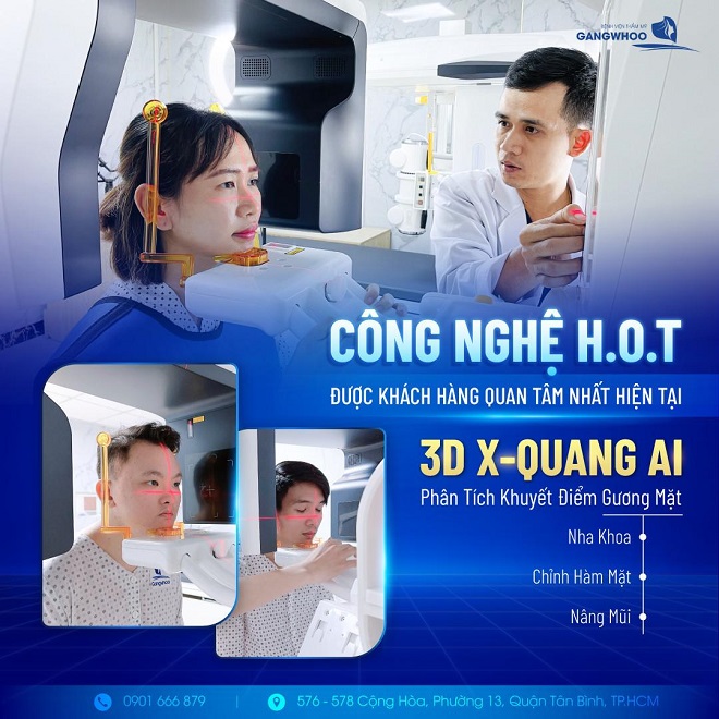 Bệnh viện thẩm mỹ Gangwhoo áp dụng công nghệ X-Quang AI điện toán vào đồn cằm.