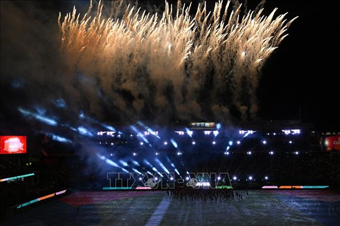 Pháo hoa rực sáng tại lễ khai mạc World Cup nữ 2023 ở Auckland, New Zealand ngày 20-7-2023. Ảnh: AFP/TTXVN