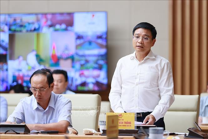 Bộ trưởng Bộ Giao thông vận tải Nguyễn Văn Thắng phát biểu. Ảnh: Dương Giang/TTXVN