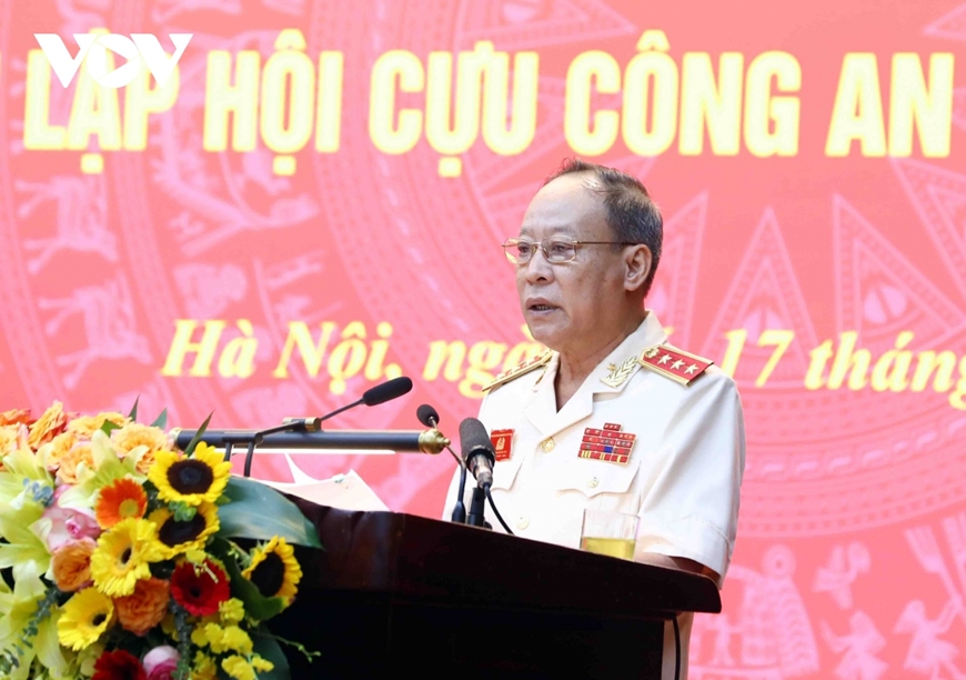 Thượng tướng Lê Quý Vương, Chủ tịch Hội Cựu Công an nhân dân Việt Nam phát biểu. Ảnh: Trọng Phú 