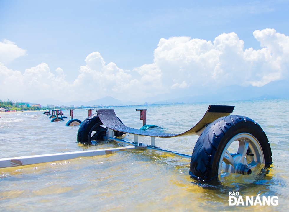 The levers that bring the sailing boats from the shore to the water are thoroughly checked to ensure safety.