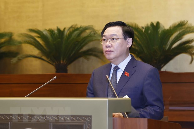 Chủ tịch Quốc hội Vương Đình Huệ phát biểu khai mạc Hội nghị. (Ảnh: Doãn Tấn/TTXVN)