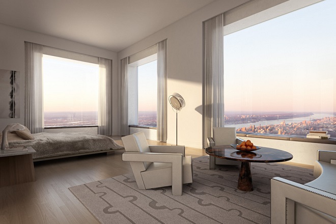 Tầm nhìn từ một căn hộ thuộc tòa tháp 432 Park Avenue, New York hướng ra sông Hudson. Ảnh: Mansion Global.