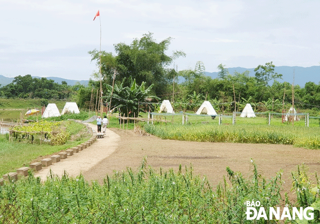 Ông Đỗ Hữu Minh cho dựng các lều trại bên bến Thái Lai để giữ chân khách đến với nhà cổ Tích Thiện Đường. 
