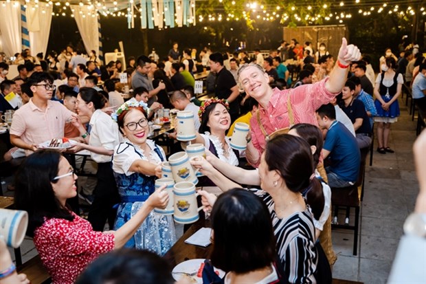 Attracting about 10,000 festival-goers in both HCM City and Hanoi every year, GBA Oktoberfest has become the largest beer festival in Southeast Asia. (Photo courtesy of JW Marriott Hanoi Hotel)