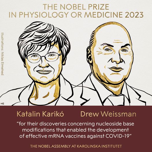 Giải Nobel Y sinh 2023 vinh danh hai nhà khoa học Katalin Karikó và Drew Weissman