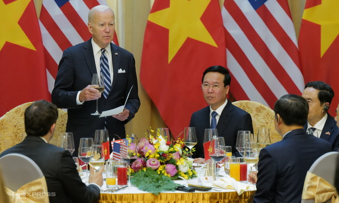 Tổng thống  Hoa Kỳ Joe Biden lẩy Kiều trong  tiệc chiêu đãi của Chủ tịch  nước Võ Văn Thưởng ngày 11-9.  Ảnh: Internet
