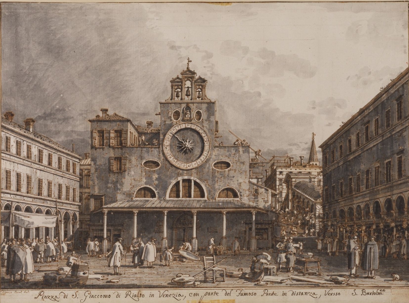 Bức vẽ nhà thờ Piazza San Giacomo di Rialto ở Venice của họa sĩ Giovanni Antonio Canaletto (1697 - 1768). Ảnh: Courtauld.ac.uk 