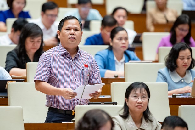 Đại biểu Nguyễn Duy Thanh bày tỏ không đồng tình với việc giao Bộ Giáo dục và Đào tạo tiếp tục biên soạn sách giáo khoa. (Ảnh: PV/Vietnam+)