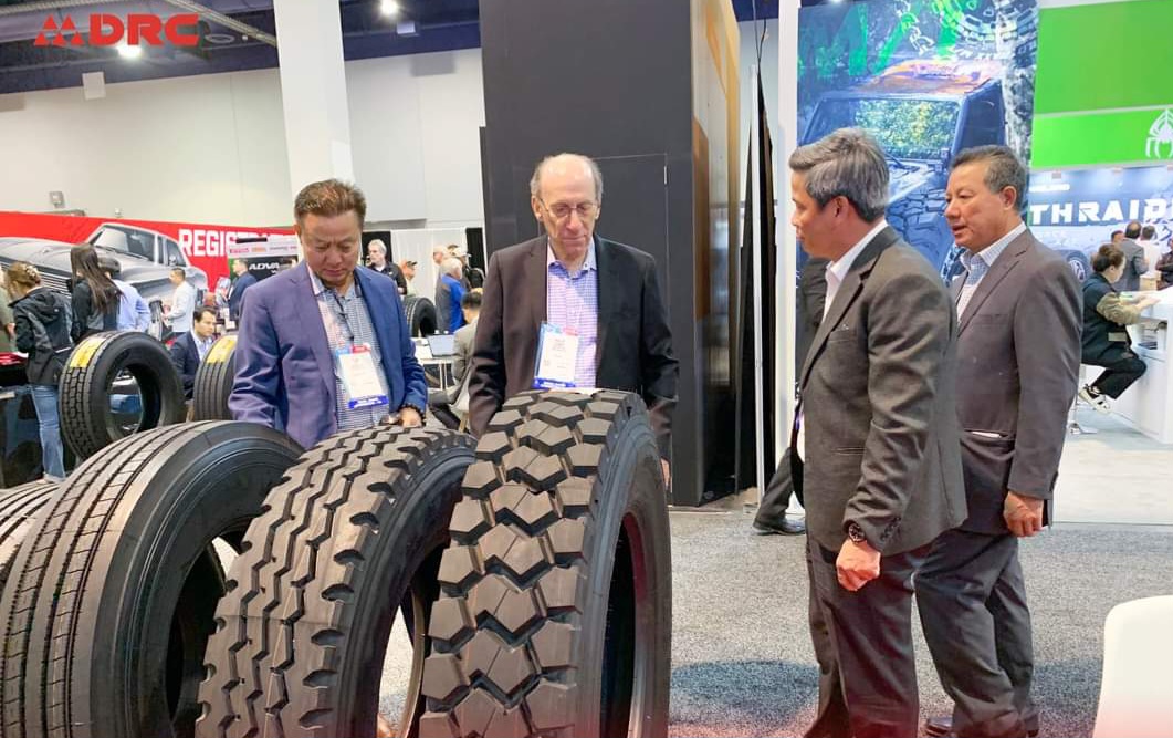 Visitors to DRC's booth to learn about car tyres. Photo courtesy of DRC