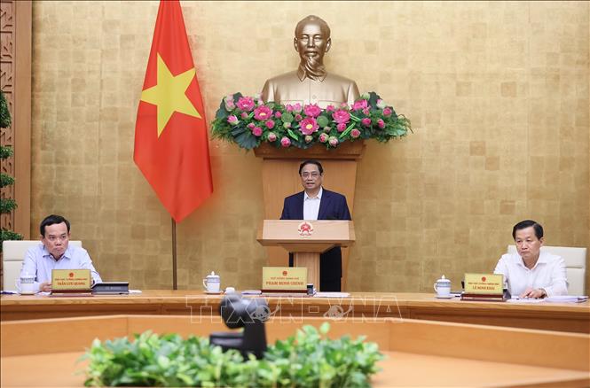 Thủ tướng Phạm Minh Chính phát biểu khai mạc phiên họp Chính phủ thường kỳ tháng 10 năm 2023. Ảnh: Dương Giang/TTXVN