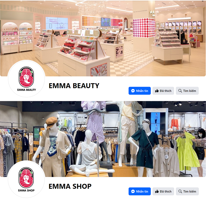 Fanpage của 2 chuỗi cửa hàng Emma Shop, Emma Beauty.