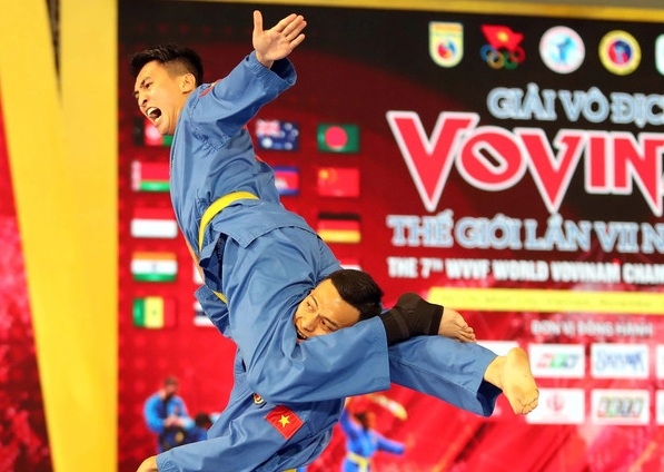 Bài thi giành huy chương vàng thế giới của vovinam Việt Nam. Ảnh: Tuoitre 