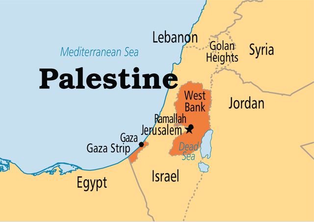 Bờ Tây và Dải Gaza, hai vùng đất bị tách rời của Nhà nước Palestine tương lai. Ảnh: Invert