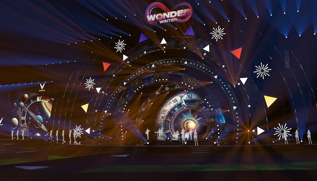 Sân khấu 8Wonder Winter Festival gần như “treo lơ lửng” giữa không gian.