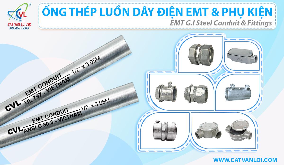 Ống thép luồn dây điện EMT và phụ kiện.