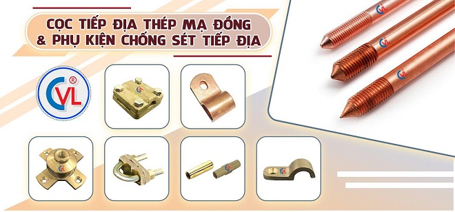 Cọc tiếp địa và phụ kiện chống sét Cát Vạn Lợi.