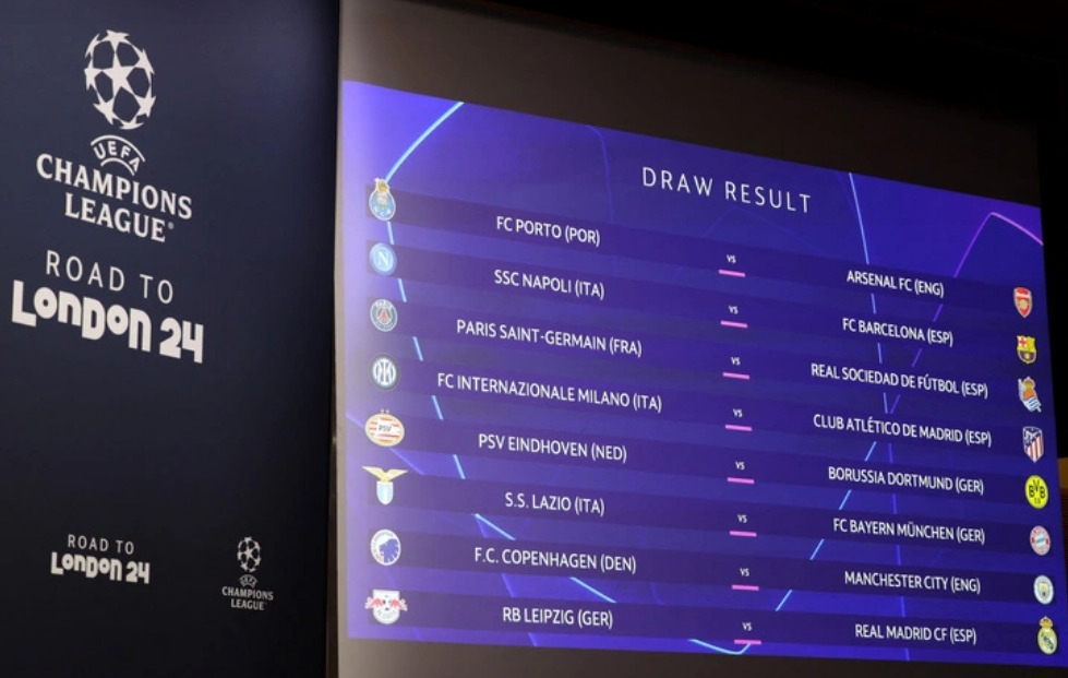 Kết quả bốc thăm chia cặp vòng knock-out Champions League. Ảnh: Eurosports