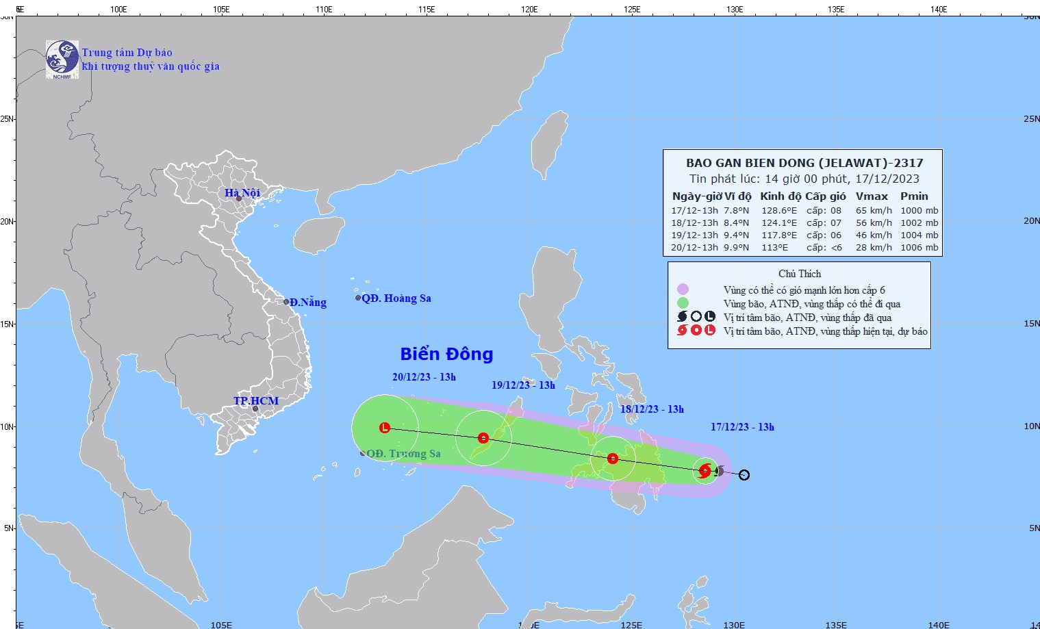 The expected track of the new tropical storm (Source: NCHMF)