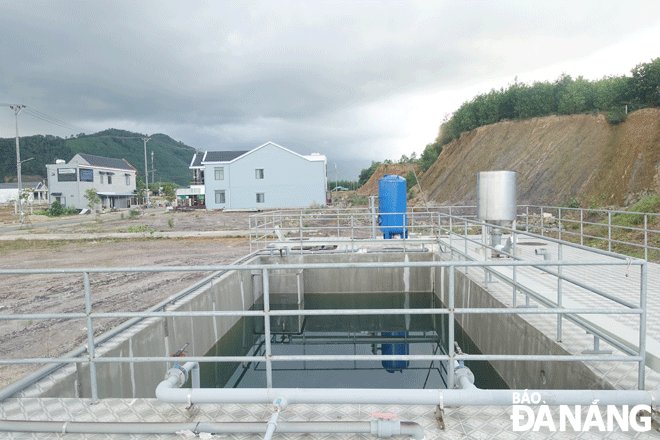 A small-scale wastewater treatment plant has been built at the resettlement area in Hoi Phuoc Village, Hoa Phu Commune, Hoa Vang district. Photo: HOANG HIEP