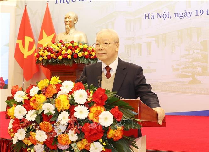 Party General Secretary Nguyen Phu Trong speaking at the conference