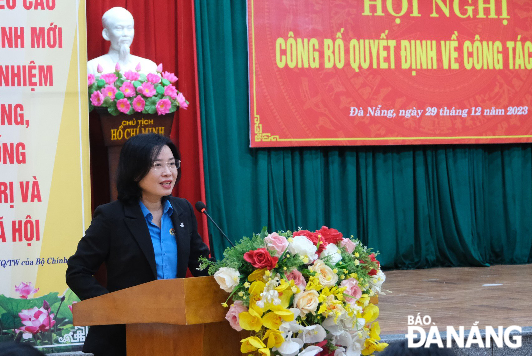 Chủ tịch LĐLĐ thành phố Phan Thị Thúy Linh phát biểu chỉ đạo tại hội nghị. Ảnh: X.H