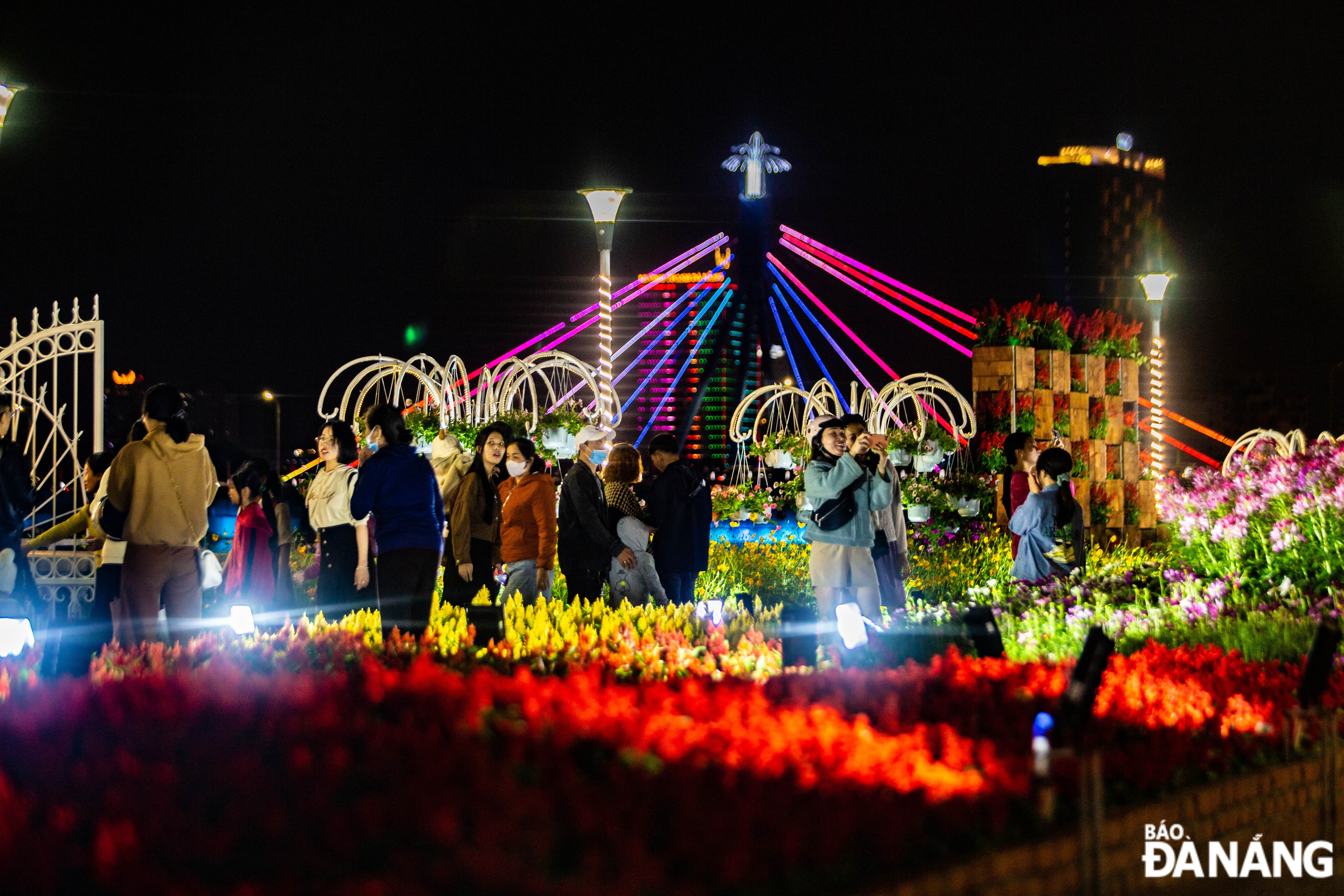 Visitors to the Bach Dang Flower Street in Hai Chau District